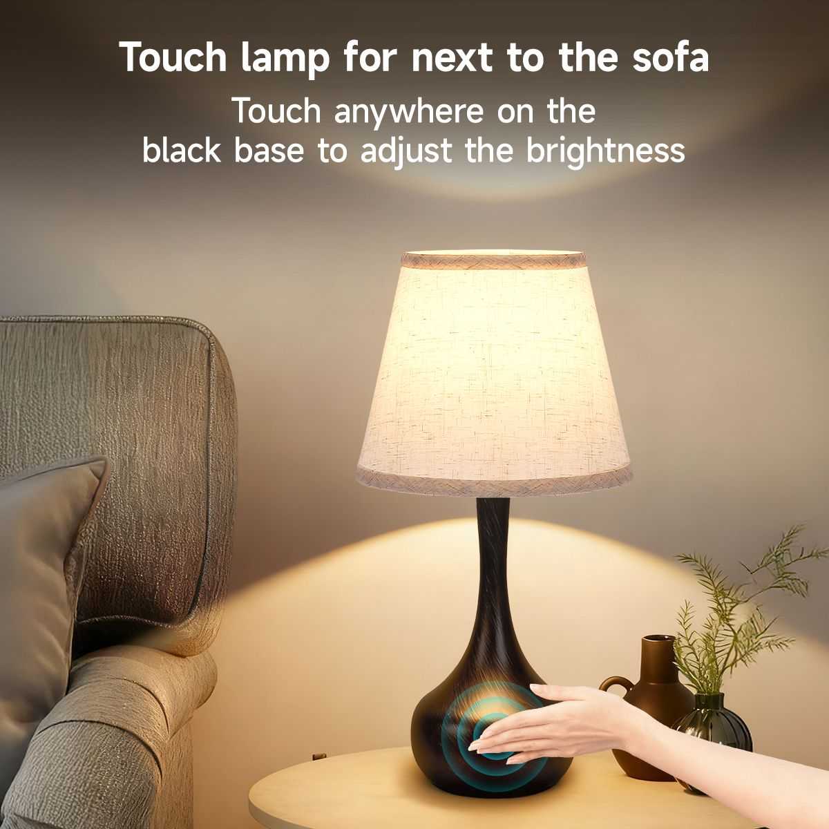 Touch Lamps for Nightstand Bedside Lamps Set of 2, 3 Way Dimmable Light for Bedoom, Desk, Living Room,Sofa Table(LED Bulbs Included) - luxuryhomedecoridea.com