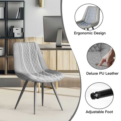 Modern Dining Chairs Set of 2, Top PU Leather Upholstered Dining Room Chairs with Metal Legs, Ergonomic Kitchen Chairs for Kitchen Dinning Room - luxuryhomedecoridea.com