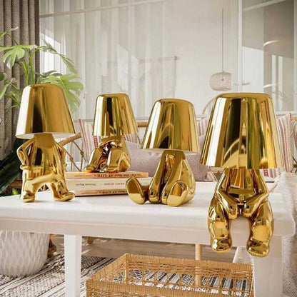Creative lights for gift; Thinker Lamp Collection; Bedside Touch Control Table Lamp Cordless Led Nightstand Desk Lamp Creative Golden Man with Dimmable Brightness for Living Room; Bedroom; Office - luxuryhomedecoridea.com