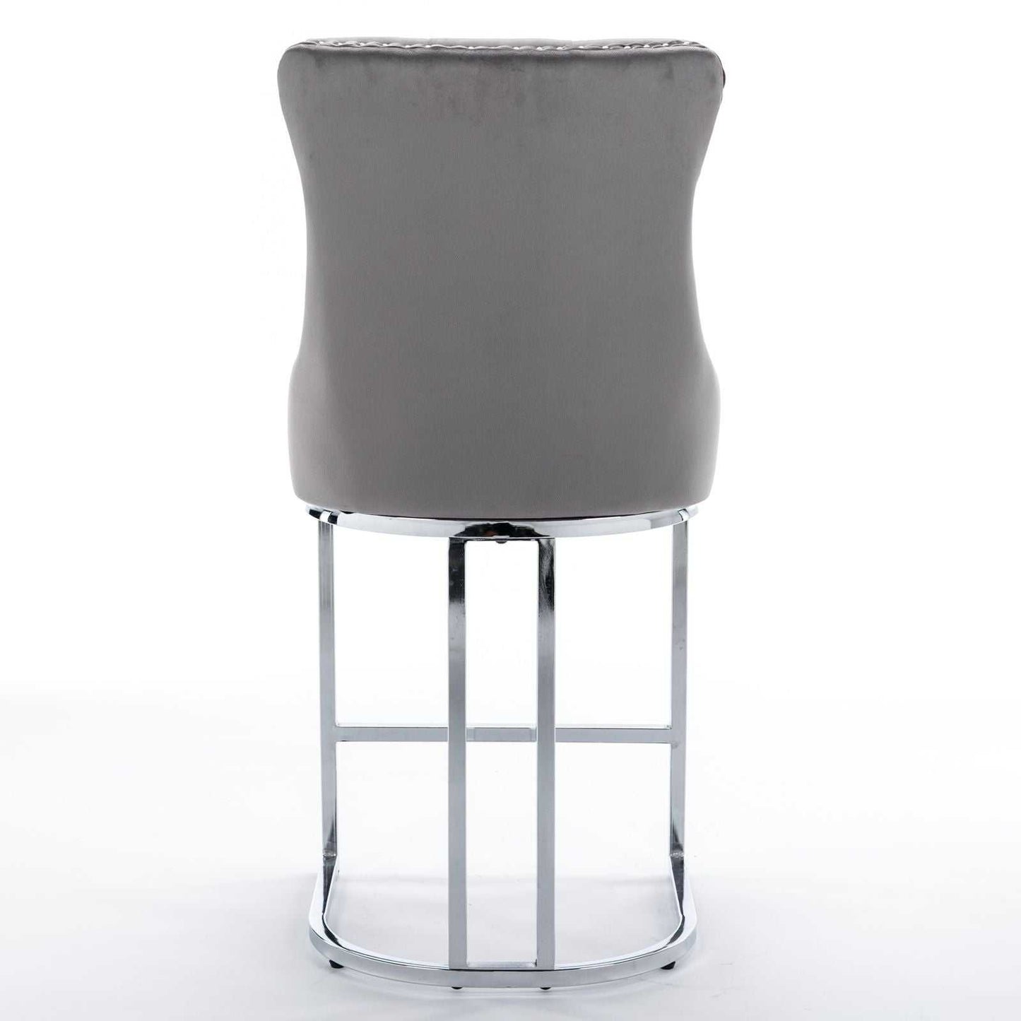 26" Counter Height Bar Stools Set of 2, Modern Velvet Barstools with Button Back&Rivet Trim Upholstered Kitchen Island Chairs with Sturdy Chromed Metal Base Legs Farmhouse Bar Stools, (Gray,2 Pack) - luxuryhomedecoridea.com