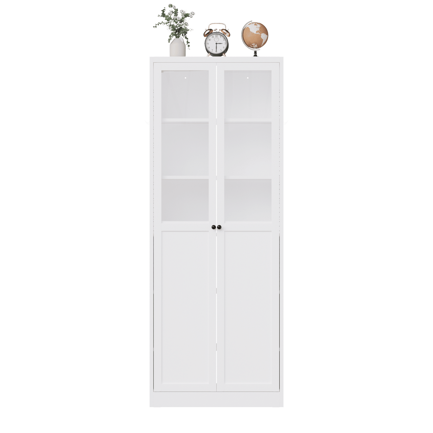 72" Metal Kitchen Pantry Cabinet with Doors & Shelves, Tall Heavy-Duty Adjustable Storage Organizer, Tool-Free Assembly Freestanding Cabinet for Living Room, Bathroom, White - luxuryhomedecoridea.com