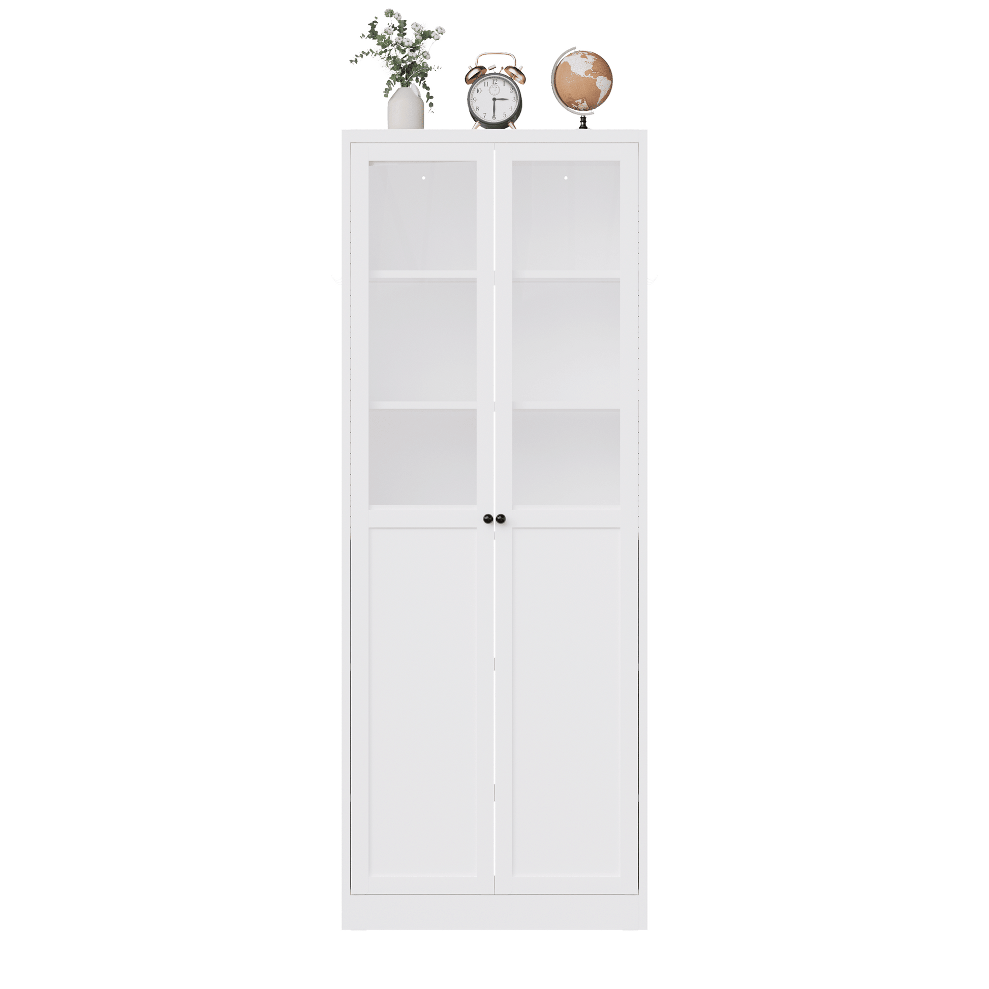 72" Metal Kitchen Pantry Cabinet with Doors & Shelves, Tall Heavy-Duty Adjustable Storage Organizer, Tool-Free Assembly Freestanding Cabinet for Living Room, Bathroom, White - luxuryhomedecoridea.com