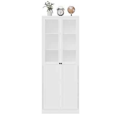 72" Metal Kitchen Pantry Cabinet with Doors & Shelves, Tall Heavy-Duty Adjustable Storage Organizer, Tool-Free Assembly Freestanding Cabinet for Living Room, Bathroom, White - luxuryhomedecoridea.com