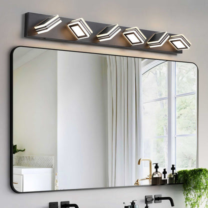 40" Modern 6-Light LED Vanity Light - Sleek Bathroom Wall Fixture, Iron & Acrylic, Dimmable & Energy-Efficient, Ideal for Mirror Lighting - luxuryhomedecoridea.com