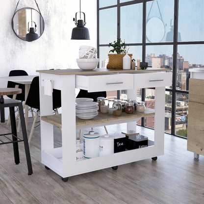 Brooklyn 46 Kitchen Island, Two Shelves, Two Drawers - luxuryhomedecoridea.com