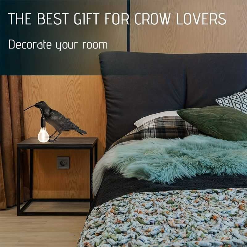 Raven Table Lamp Birds Desk Lamp Resin Crow Wall Sconce Creative Night Light Modern Art Fixture For Living Room Bedside Bedroom Office Study Dorm Decor With US Plug, Black /White(Bulb Included) - luxuryhomedecoridea.com
