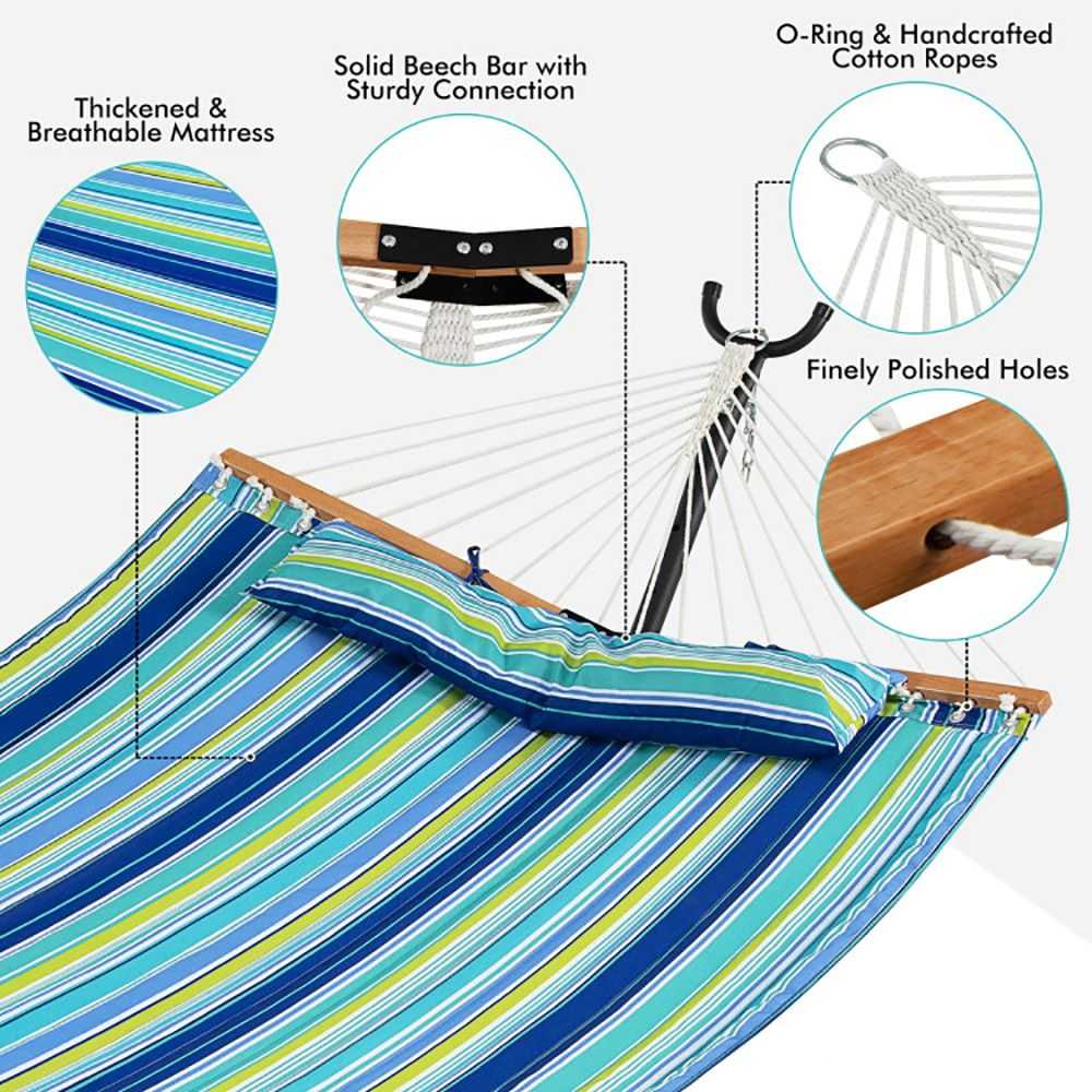 Patio Hammock Foldable Swing Chair Bed with Detachable Pillow - luxuryhomedecoridea.com