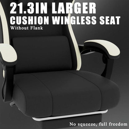 Ergonomic Gaming Chair with Pocketed Spring Cushion, Breathable Fabric Computer Chair with Footrest, Adjustable Lumbar Support Video Game Chair for Adults (Fabric) - luxuryhomedecoridea.com