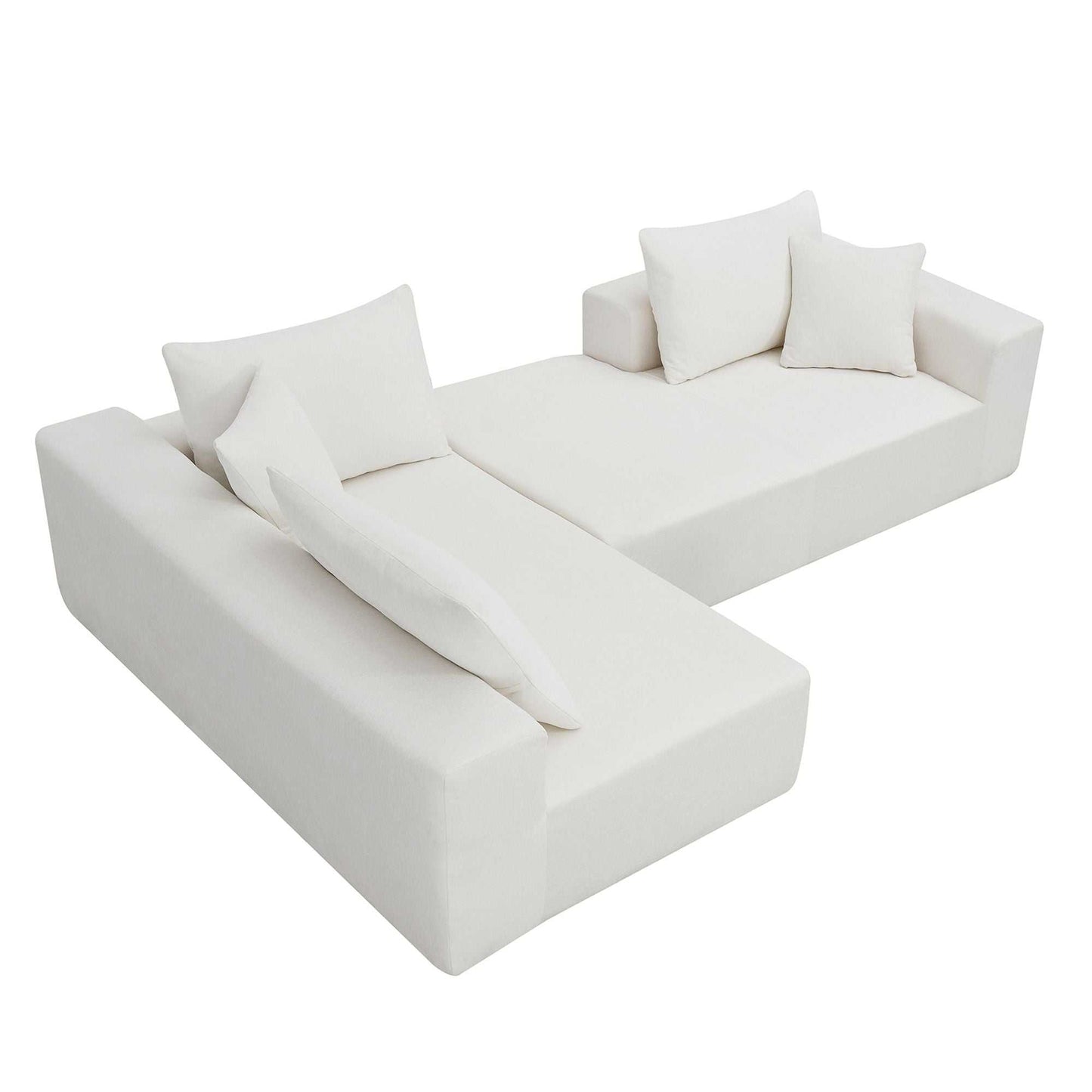 109*68" Modular Sectional Living Room Sofa Set, Modern Minimalist Style Couch, Upholstered Sleeper Sofa for Living Room, Bedroom, Salon, 2 PC Free Combination, L-Shape, Cream - luxuryhomedecoridea.com