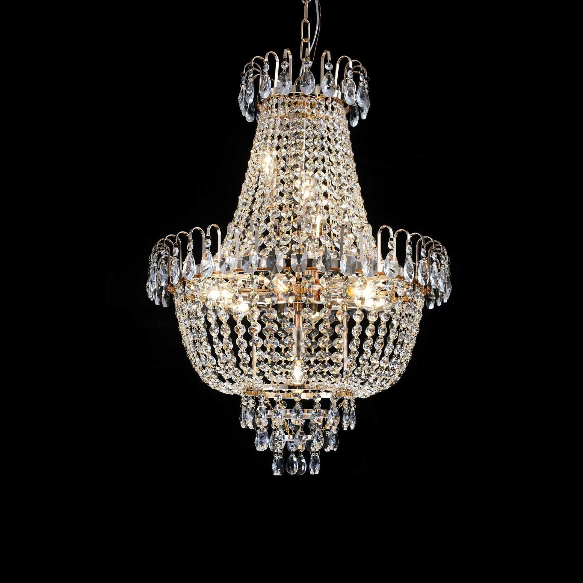 (Same as W1340P143189)Gold Crystal Chandeliers,Large Contemporary Luxury Ceiling Lighting for Living Room Dining Room Bedroom Hallway (Without Bulb) - luxuryhomedecoridea.com