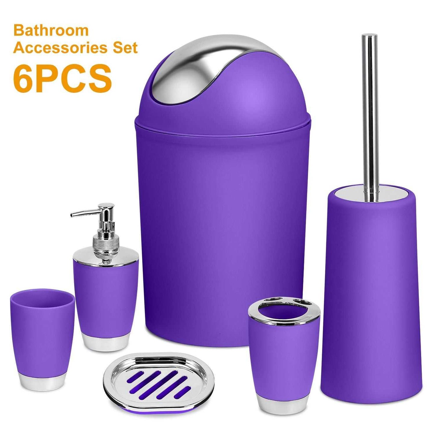 Bathroom Accessories Set 6 Pcs Bathroom Set Ensemble Complete Soap Dispenser Toothbrush Holder - luxuryhomedecoridea.com