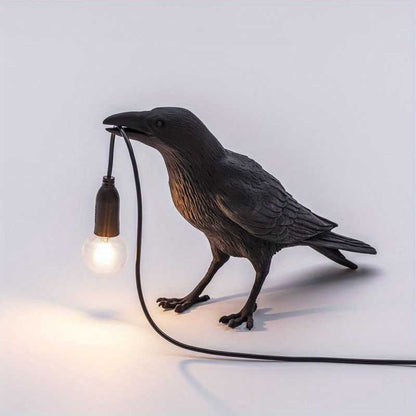 Raven Table Lamp Birds Desk Lamp Resin Crow Wall Sconce Creative Night Light Modern Art Fixture For Living Room Bedside Bedroom Office Study Dorm Decor With US Plug, Black /White(Bulb Included) - luxuryhomedecoridea.com