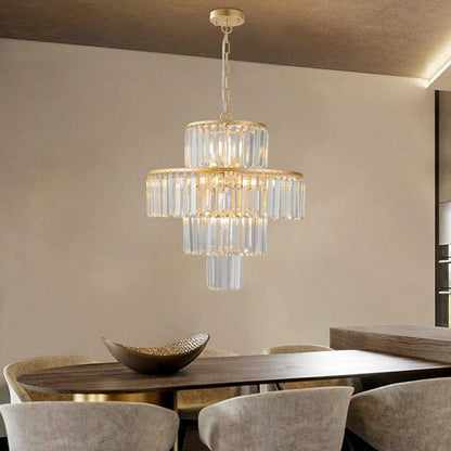 20" Modern Crystal Chandelier with Gold Finish, 4-Tier Design for Dining Room or Living Room, Elegant Crystal Pendant Light Fixture (Bulb Not Included) - luxuryhomedecoridea.com