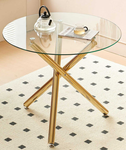 42.1" Table Mid-century Dining Table for 4-6 people With Round Mdf Table Top, Pedestal Dining Table, End Table Leisure Coffee Table,cross leg - luxuryhomedecoridea.com
