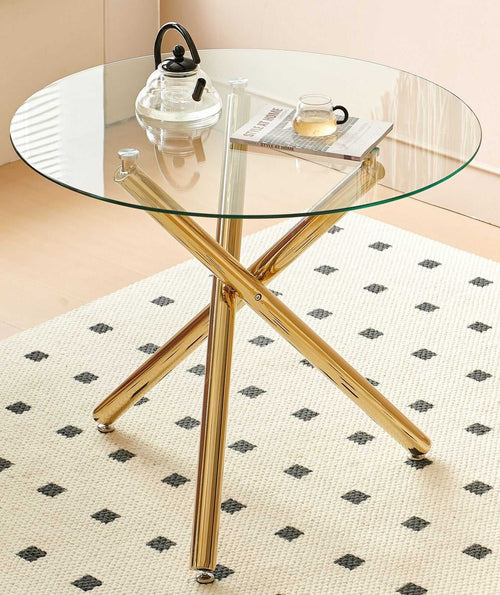 42.1" Table Mid-century Dining Table for 4-6 people With Round Mdf Table Top, Pedestal Dining Table, End Table Leisure Coffee Table,cross leg - luxuryhomedecoridea.com