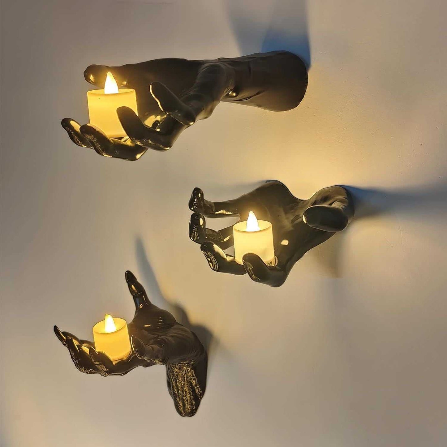 Halloween Decorations, Pack of 3 Wall Mounted Creepy Reaching Hands with Lighted Candles, Life-Sized Horror Hands for Gothic Wall Decorations, Scary Halloween Decorations Indoor - luxuryhomedecoridea.com