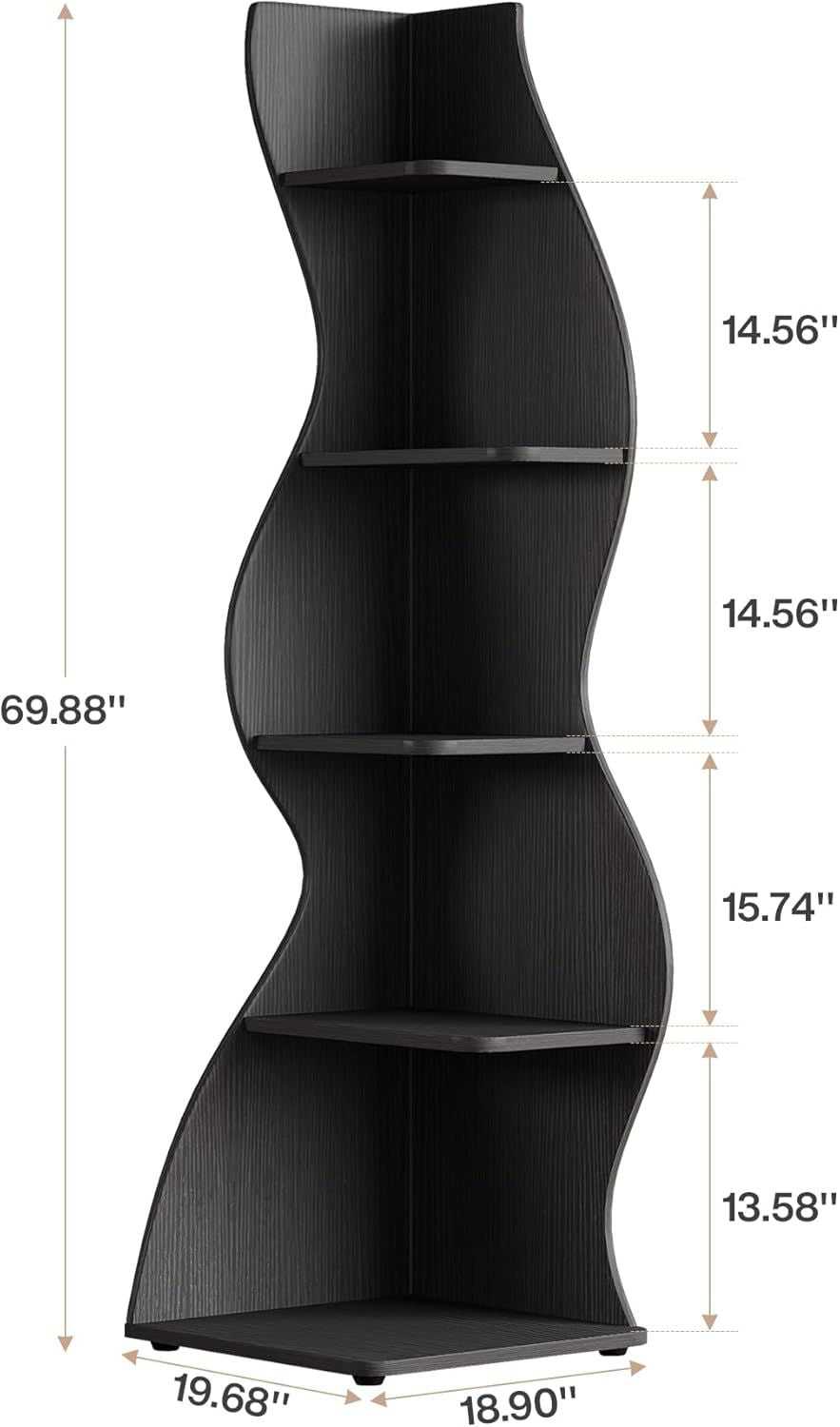 Wave shaped corner shelves, modern corner bookshelves, bookcases, display stands, and plant racks are suitable for small spaces - luxuryhomedecoridea.com
