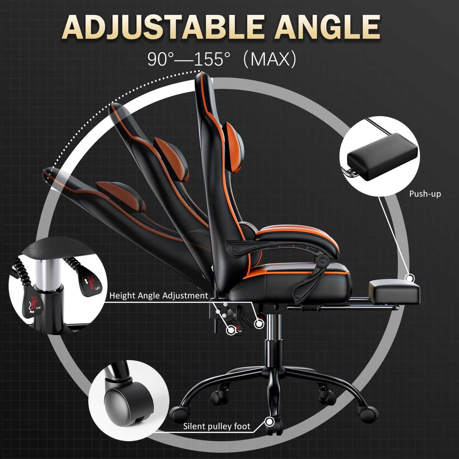 Video Game Chairs for Adults, PU Leather Gaming Chair with Footrest, 360°Swivel Adjustable Lumbar Pillow Gamer Chair, Comfortable Computer Chair for Heavy People - luxuryhomedecoridea.com