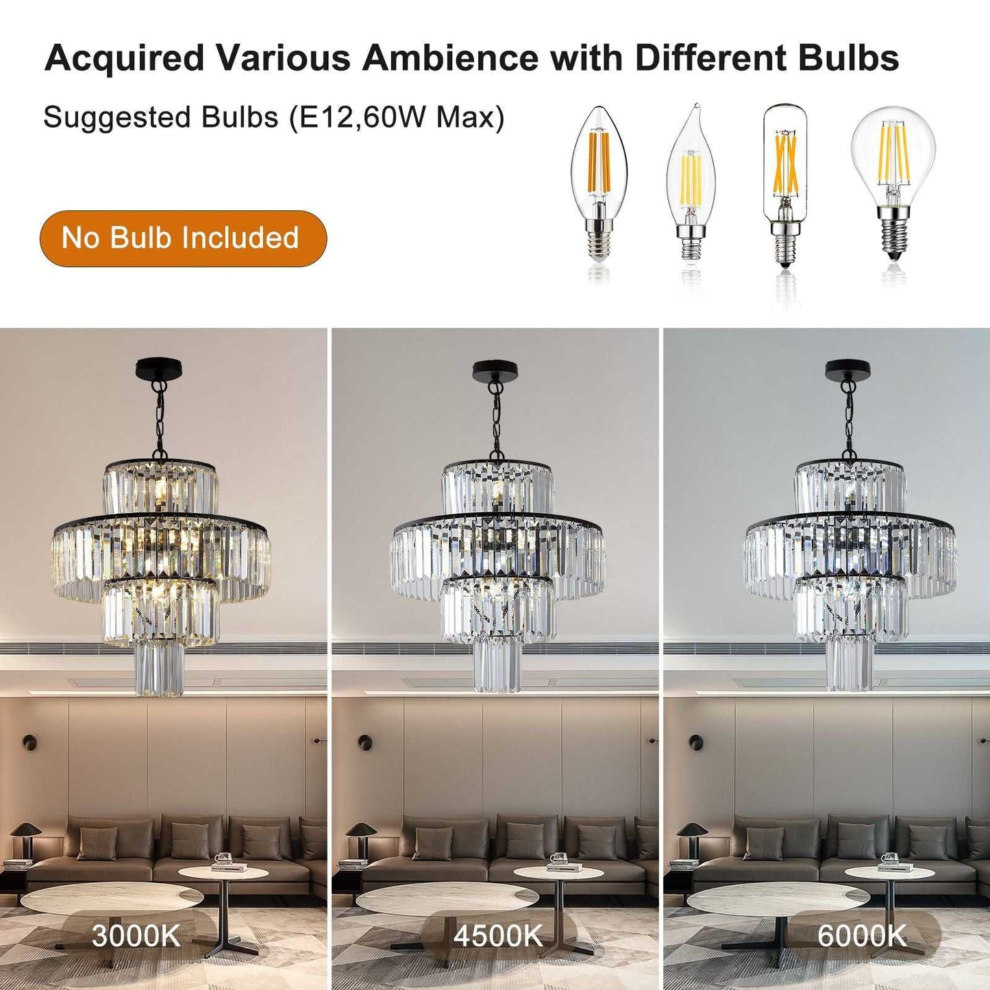 20" Modern Crystal Chandelier with Black Finish, 4-Tier Design for Dining Room or Living Room, Elegant Crystal Pendant Light Fixture (Bulb Not Included) - luxuryhomedecoridea.com