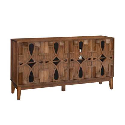 60.5" Mid Century Modern Sideboard Buffet Cabinet with Storage, TV Media Console Table, Storage Cabinet with 4 Doors & Adjustable Shelves for Kitchen Dining Living Room Entryway, Walnut - luxuryhomedecoridea.com