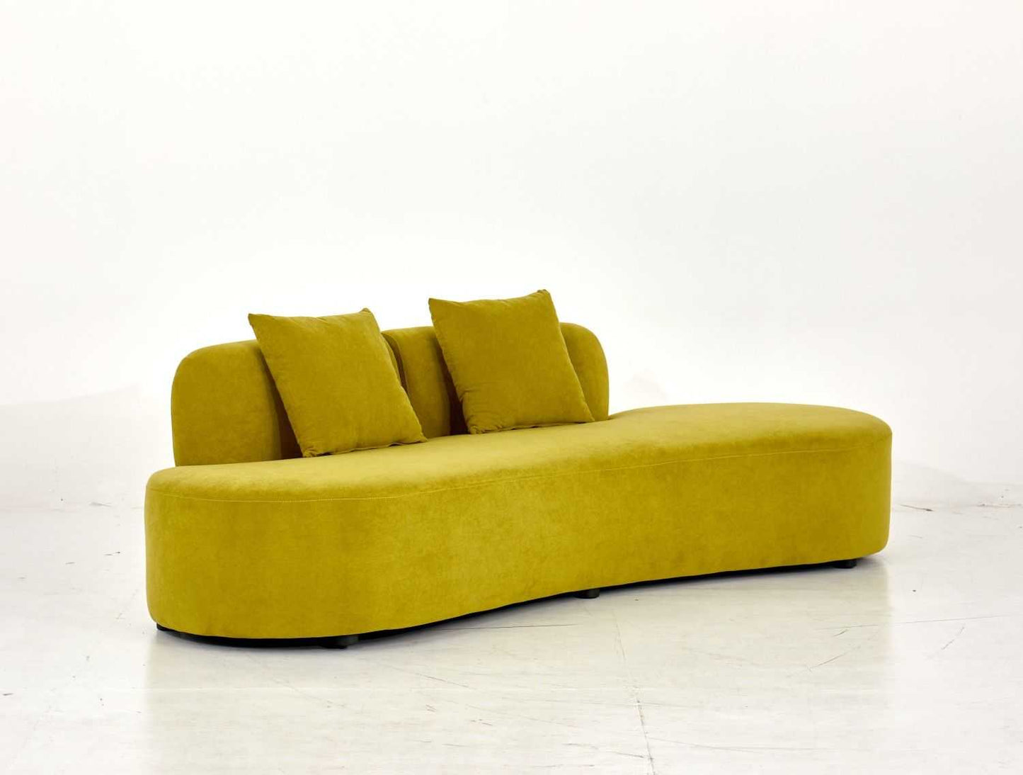 90" Curved Sofa with Throw Pillows, 4 Seater Luxury Velvet Couch with Half Moon Design and High-Density Foam, Ideal for Modern Living Room, Office & Apartment, Olive Green - luxuryhomedecoridea.com