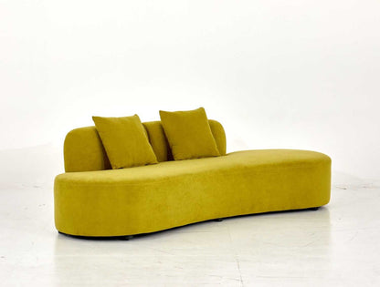 90" Curved Sofa with Throw Pillows, 4 Seater Luxury Velvet Couch with Half Moon Design and High-Density Foam, Ideal for Modern Living Room, Office & Apartment, Olive Green - luxuryhomedecoridea.com