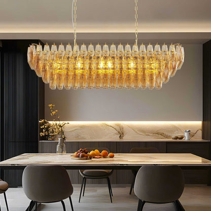 Modern Chandeliers for Dining Room, 54" Large Rectangle Gold Kitchen Chandelier Over Table, 12-Light with Smoke Glass Ceiling Lights, Farmhouse Pendant Lighting Fixture for Living Room Bedroom - luxuryhomedecoridea.com