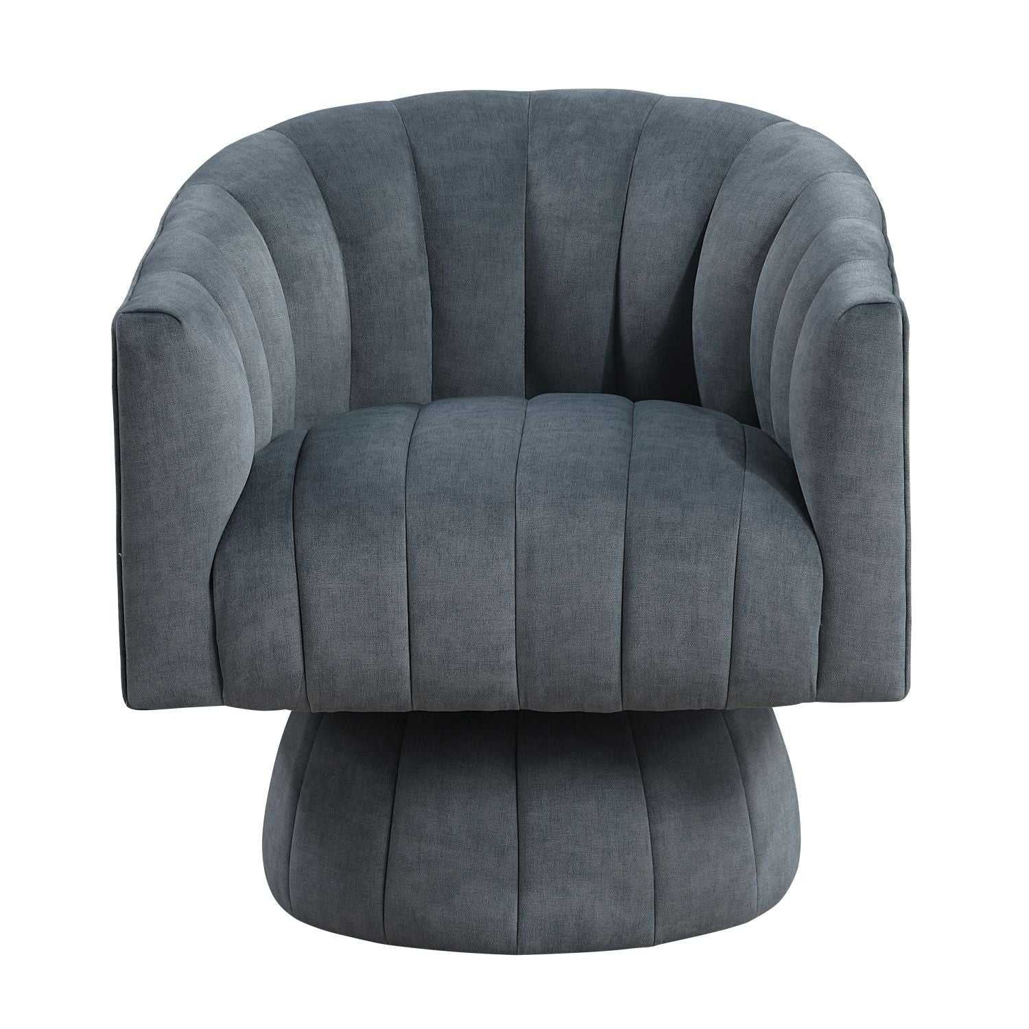 Dark Gray Velvet Accent Chair Modern Luxury Living Room Furniture, 1pc Swivel Chair Comfortable Barrel Back - luxuryhomedecoridea.com
