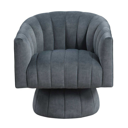Dark Gray Velvet Accent Chair Modern Luxury Living Room Furniture, 1pc Swivel Chair Comfortable Barrel Back - luxuryhomedecoridea.com