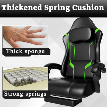 Ergonomic Gaming Chair, Electronic Gaming Chair With Pocket Spring Pad And Footrest, Height Adjustable Computer Chair - luxuryhomedecoridea.com