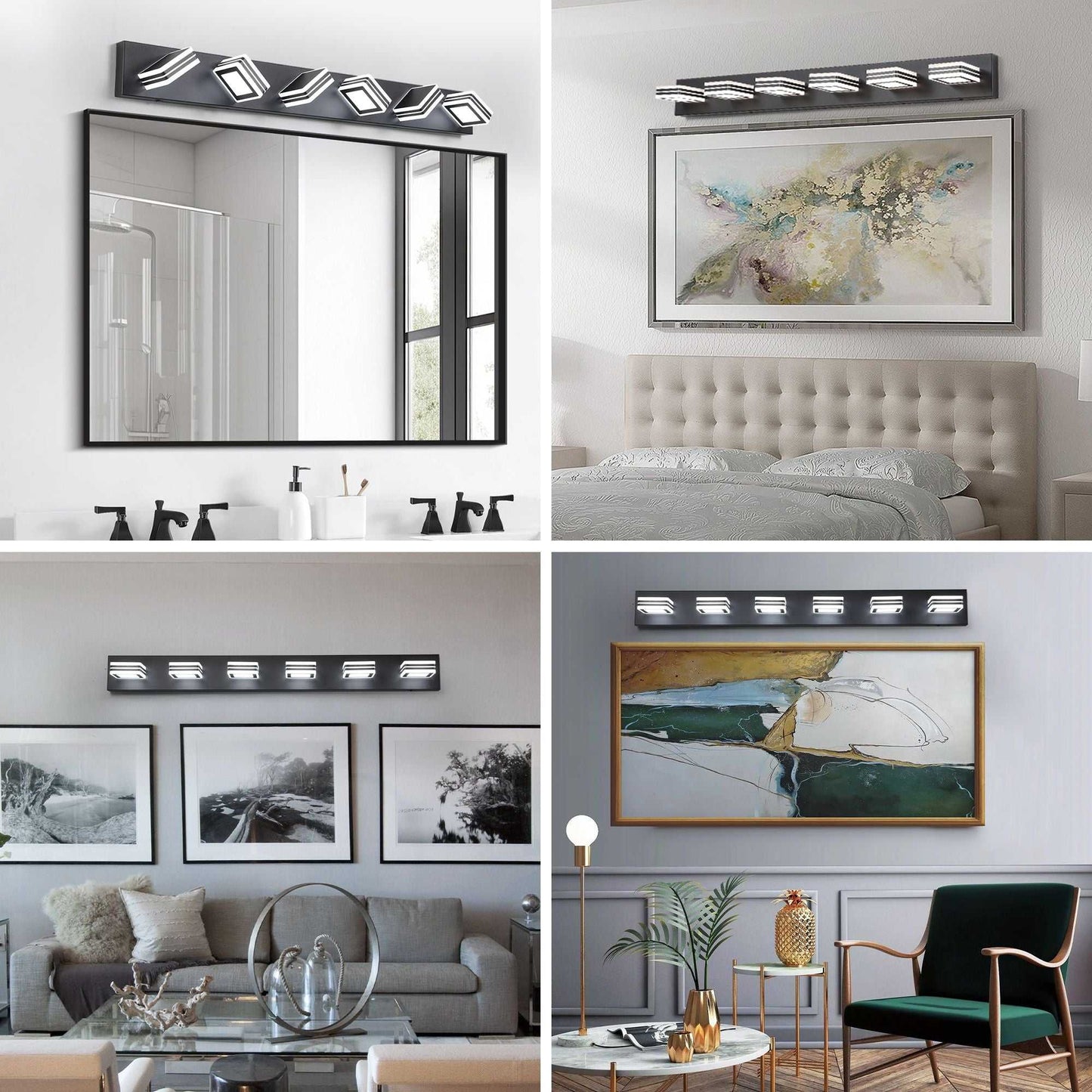 40" Modern 6-Light LED Vanity Light - Sleek Bathroom Wall Fixture, Iron & Acrylic, Dimmable & Energy-Efficient, Ideal for Mirror Lighting - luxuryhomedecoridea.com
