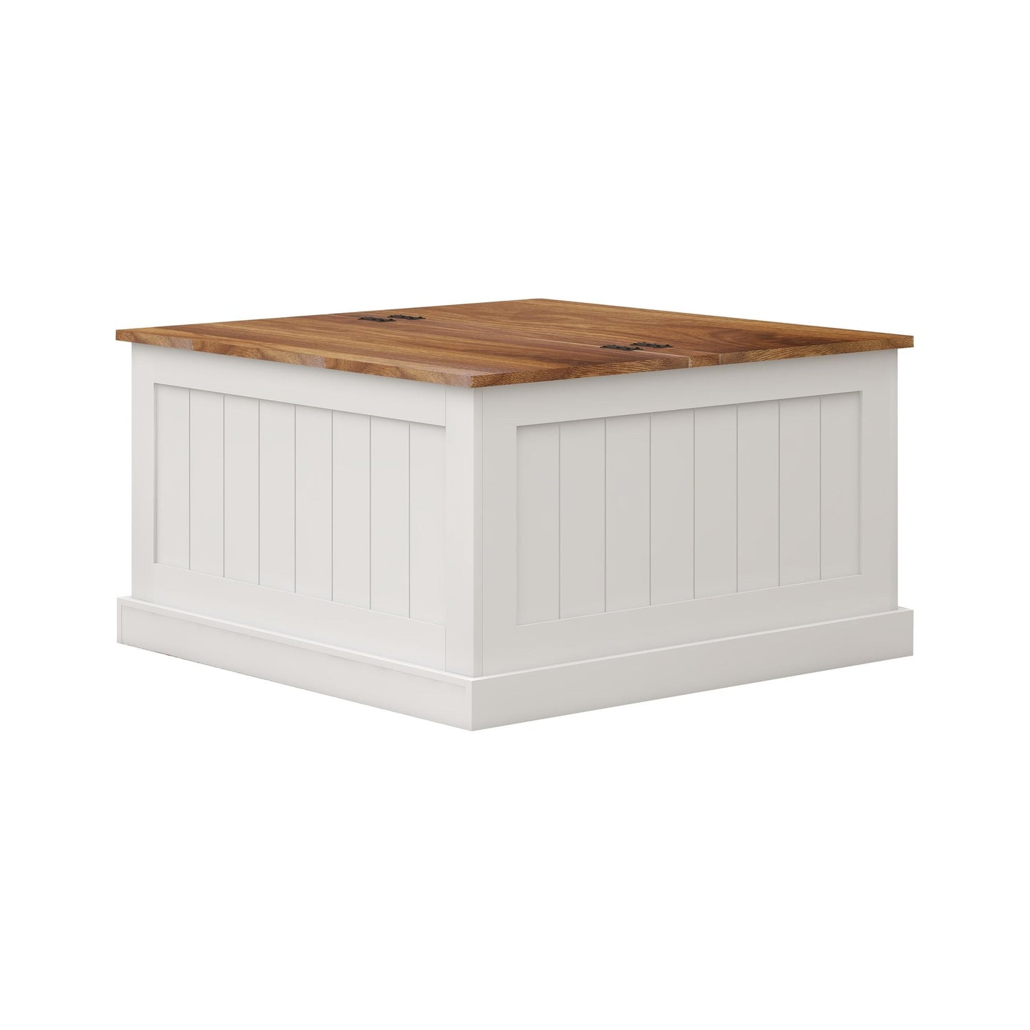 31.5" Farmhouse Coffee Table, Square Wood Center Table with Hinged Lift Top, Rustic Cocktail Table with Large Hidden Storage Compartmen for Living Room-White - luxuryhomedecoridea.com