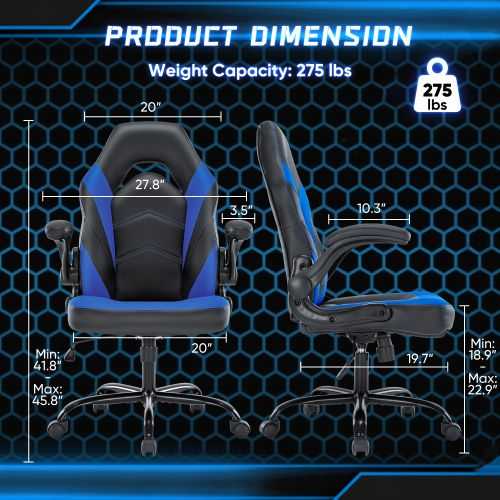 Ergonomic Office Computer Home Gaming Desk Chair Adjustable PU Leather Racing Chair Flip-up Armrest For Christmas Furniture - luxuryhomedecoridea.com