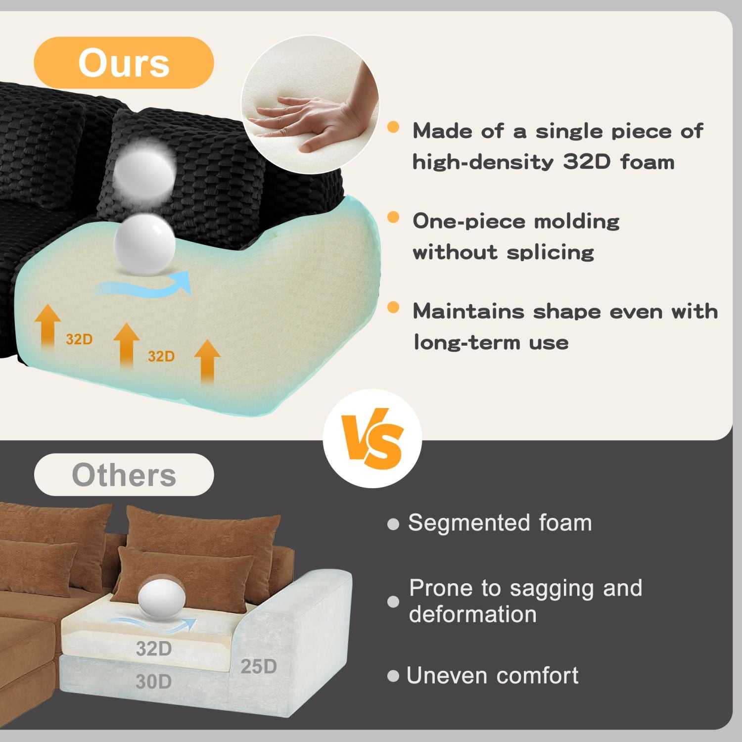 82" Modern L-Shaped Modular Sectional Sofa for Living Room,Flannelette Fabric,Oversized 2-Seater Couch,Deep Seat,Boneless sofa,Movable Ottoman,Buckle connection,Anti-slip Design,No Assembly,Black - luxuryhomedecoridea.com