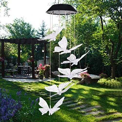 Yard Decor Lights; Solar Butterfly Chimes; 2023 Gifts for Mom/Dad/Women/Grandma/Wife/Daughter/Sister/Aunt/Nana/Grandfather/ ; Father Birthday Gifts; Mother Day Outdoor Decor; Gardening Gift - luxuryhomedecoridea.com
