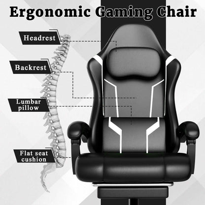 Ergonomic Gaming Chair, Electronic Gaming Chair With Pocket Spring Pad And Footrest, Height Adjustable Computer Chair - luxuryhomedecoridea.com