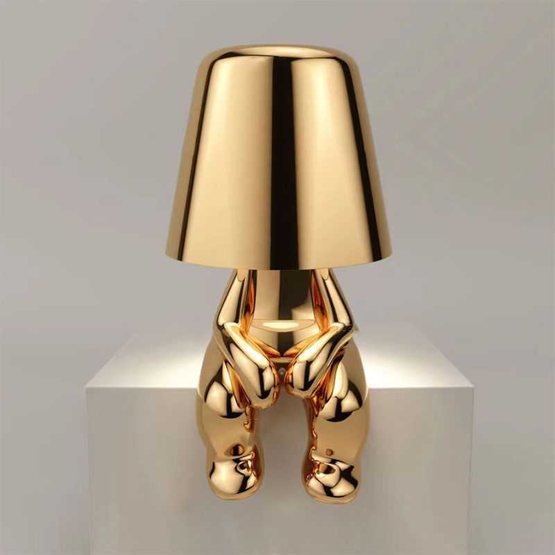 Creative lights for gift; Thinker Lamp Collection; Bedside Touch Control Table Lamp Cordless Led Nightstand Desk Lamp Creative Golden Man with Dimmable Brightness for Living Room; Bedroom; Office - luxuryhomedecoridea.com