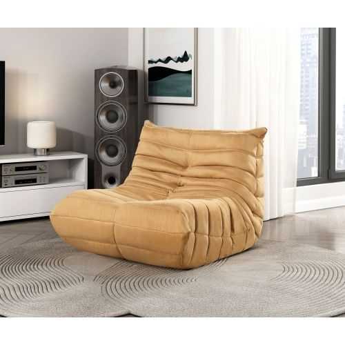 Luxury Accent Chair Tufted Yellow Microfiber Comfy Chair Living Room Furniture 1pc Floor Chair - luxuryhomedecoridea.com