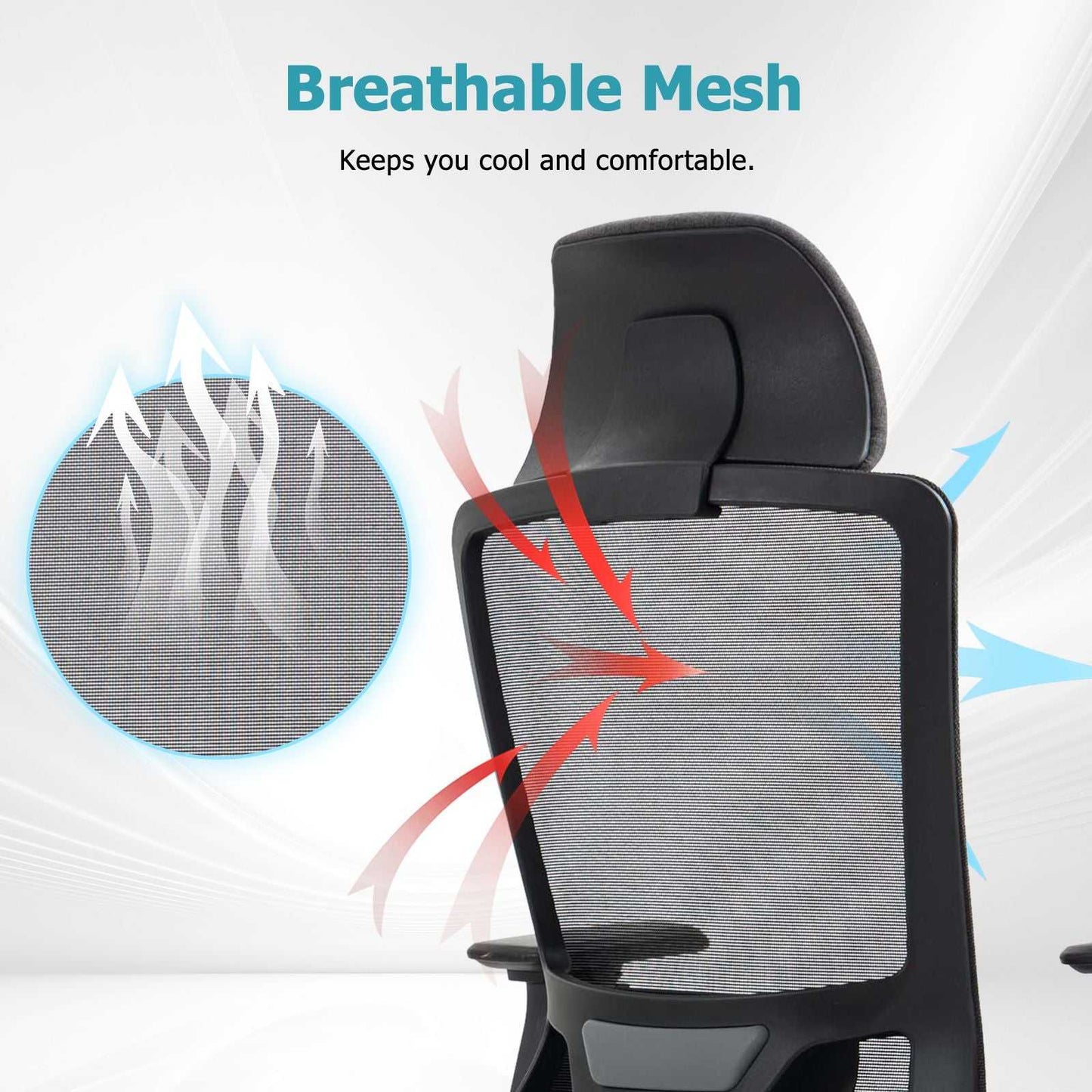 Ergonomic Mesh Office Chair with Adjustable Headrest and Lumbar Support, Breathable Back Design for Home and Office Use 8322H - luxuryhomedecoridea.com