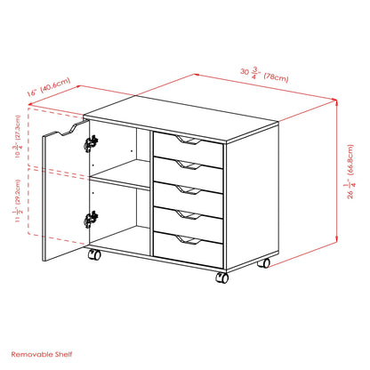 Halifax Wide Storage Cabinet; 5-Drawer; Black - luxuryhomedecoridea.com