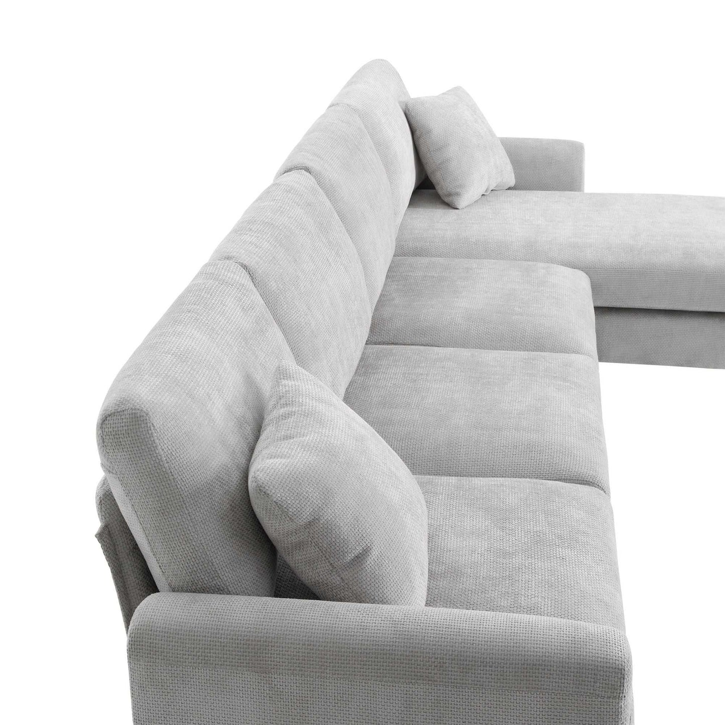 Modern Oversized Sectional Sofa,L-shaped Luxury Couch Set with 2 Free pillows,5-seat Chenille Indoor Furniture with Chaise for Living Room,Apartment,Office,2 Colors - luxuryhomedecoridea.com