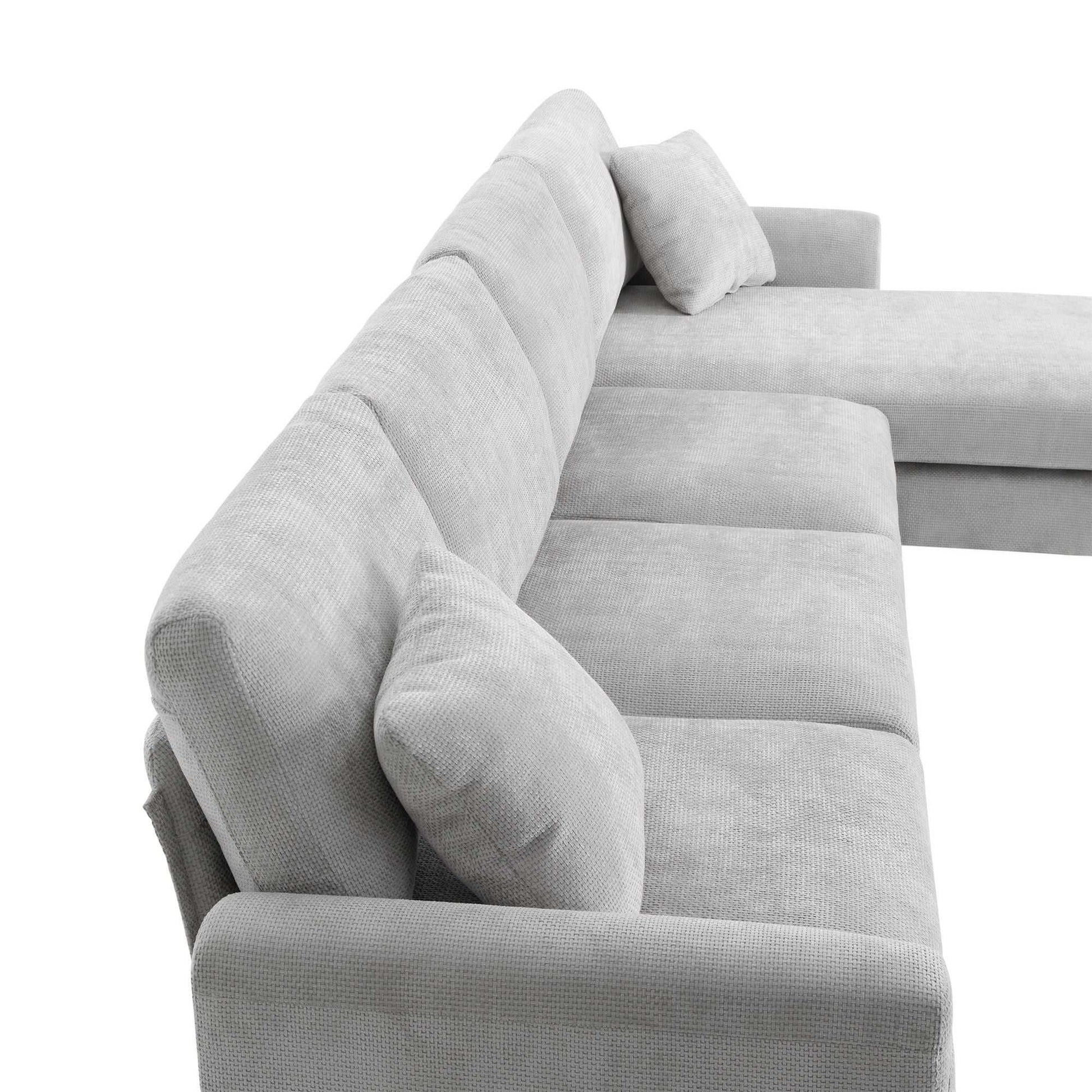 Modern Oversized Sectional Sofa,L-shaped Luxury Couch Set with 2 Free pillows,5-seat Chenille Indoor Furniture with Chaise for Living Room,Apartment,Office,2 Colors - luxuryhomedecoridea.com