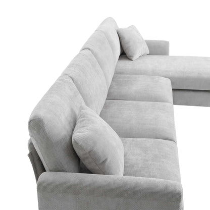Modern Oversized Sectional Sofa,L-shaped Luxury Couch Set with 2 Free pillows,5-seat Chenille Indoor Furniture with Chaise for Living Room,Apartment,Office,2 Colors - luxuryhomedecoridea.com