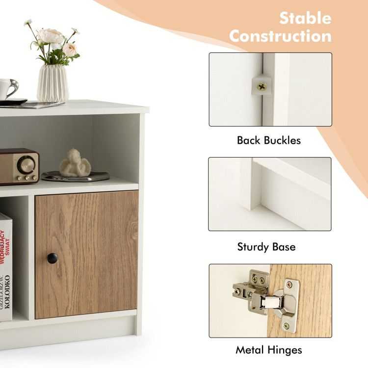 2 Pieces 25 Inch Tall Nightstands with Door and 2 Open Shelves - luxuryhomedecoridea.com