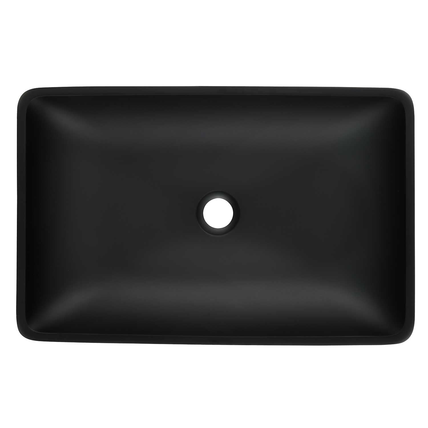 14.38" L -22.25" W -4-3/8 in. H Matte Shell Glass Rectangular Vessel Bathroom Sink in Black with Faucet and Pop-Up Drain in Matte Black - luxuryhomedecoridea.com
