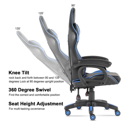 Luxury Home Furniture Ergonomic Recliner PU Leather Racing Gaming Chair In Nylon Racing Base - luxuryhomedecoridea.com
