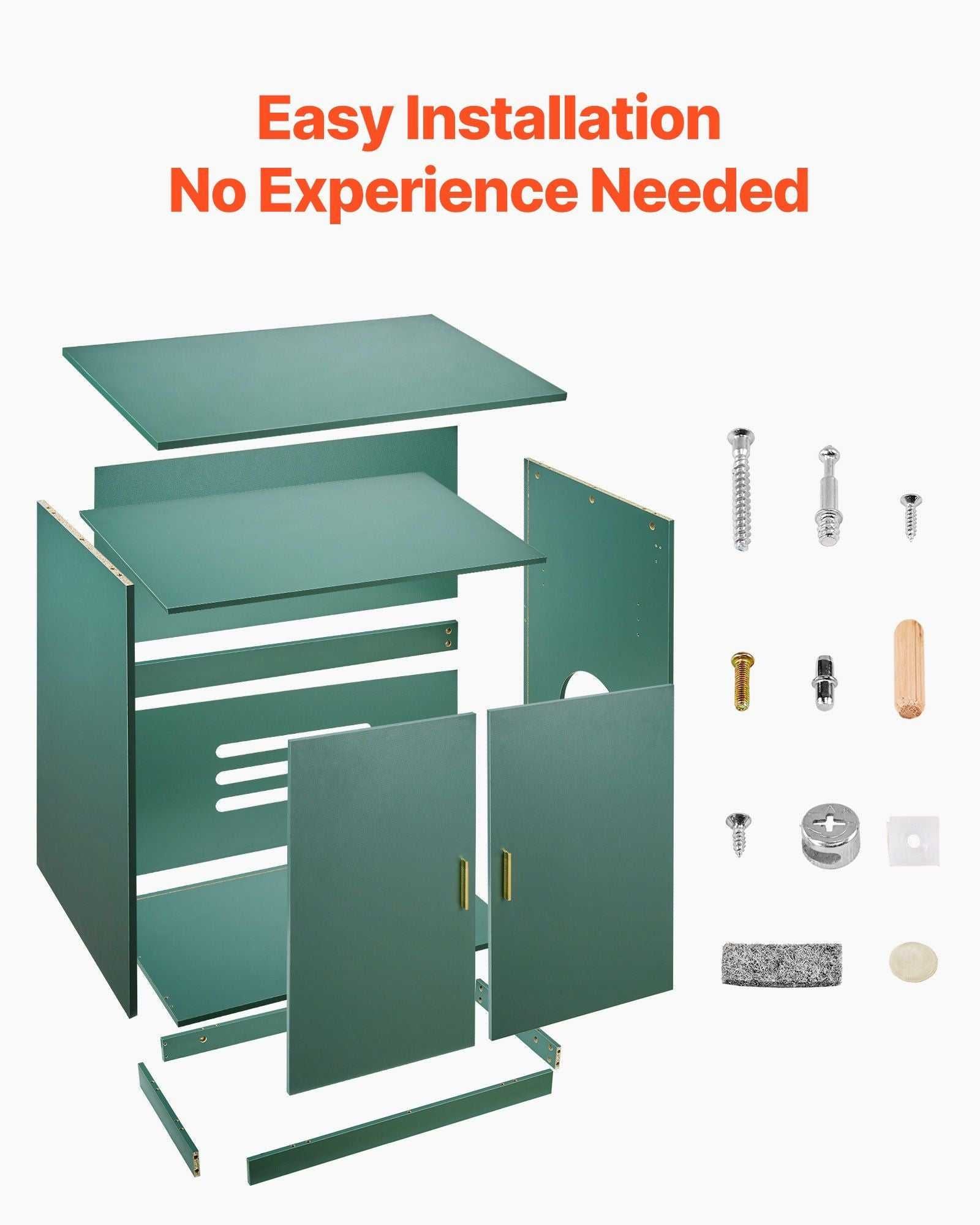 VEVOR Cat Litter Box Enclosure, 31.5 in Hidden Litter Box Cabinet, Wooden Indoor Cat Washroom with Ventilated Holes, Double-Door Kitty Pet House Furniture, End Side Table Fit Most Litterboxes - luxuryhomedecoridea.com
