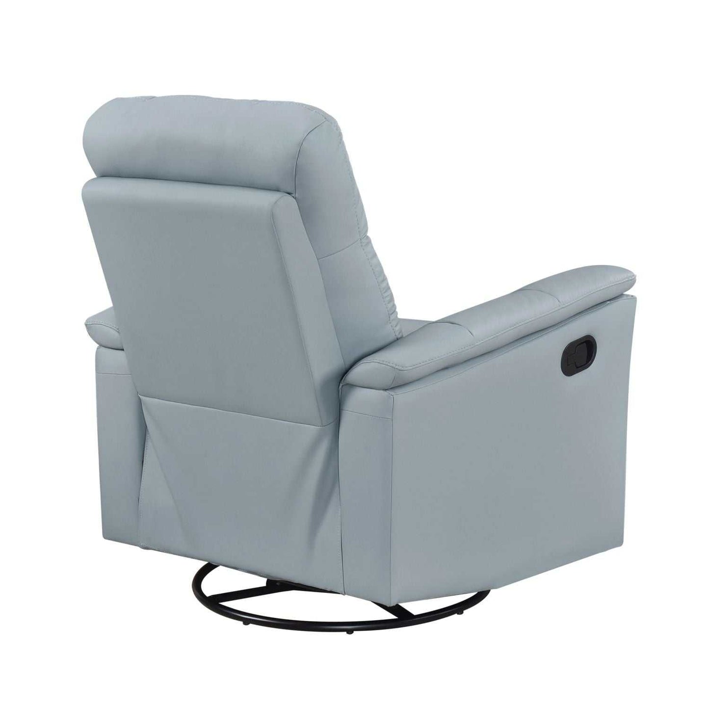 Blue Leather Upholstered Swivel Glider Reclining Chair Luxury Living Room Furniture Comfort Chair 1pc Plush Comfort - luxuryhomedecoridea.com