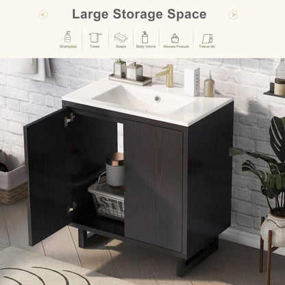 30" Bathroom vanity Set with Sink, Combo Cabinet, Bathroom Storage Cabinet, Solid Wood Frame - luxuryhomedecoridea.com