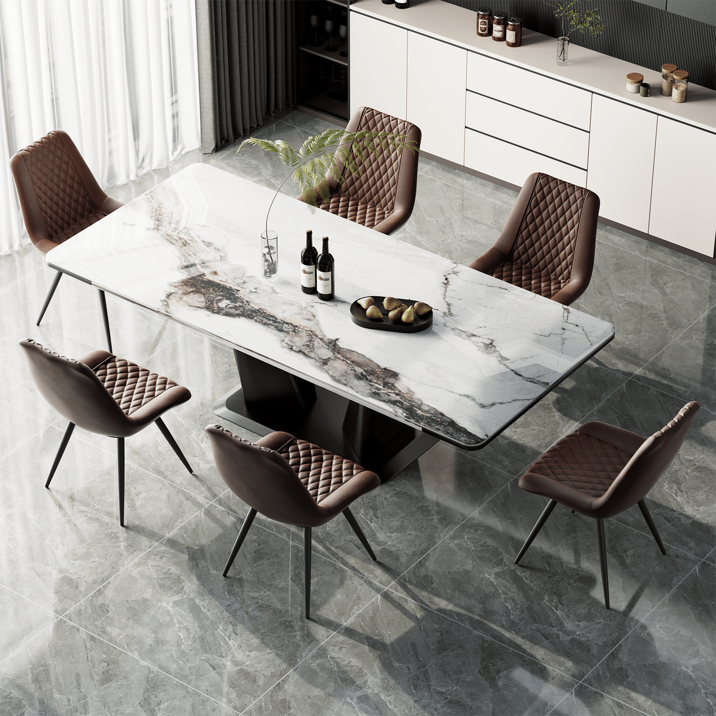 Modern Dining Chairs Set of 2, Top PU Leather Upholstered Dining Room Chairs with Metal Legs, Ergonomic Kitchen Chairs for Kitchen Dinning Room - luxuryhomedecoridea.com